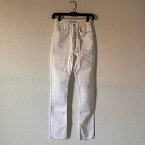 Zara White High Rise Split Flare Jeans